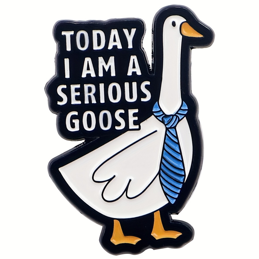 

Humorous Goose Enamel Pin - Alloy, Funny Serious Goose Lapel Pin, Unisex Fashion Accessory, 1pc