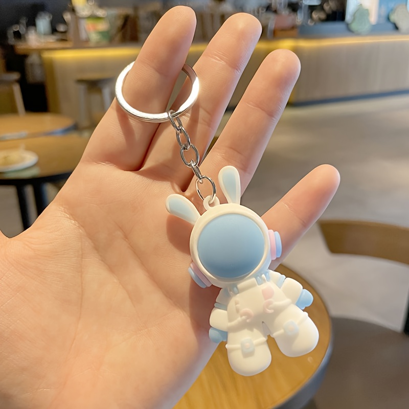 1 piece blue color Fashion Kawaii New Space Astronaut Rabbit Doll Keychain  For Women Men Cute Backpack Pendant Accessories Couples Gift Car Key Ring  Soft Rubber Small Pendant Keyring Pendant Bag Ornaments