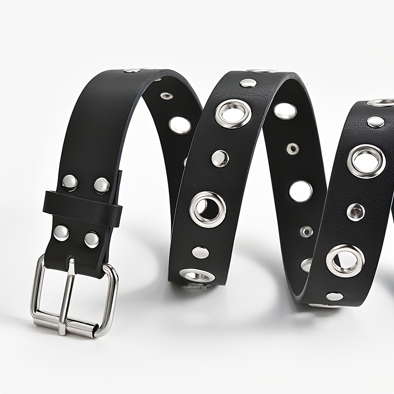 Women Double Grommet Leather Casual Jean Belt