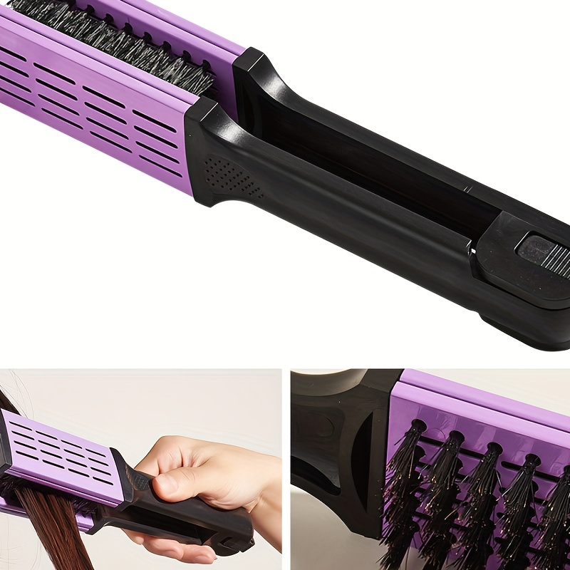 

Dual-use Hair Straightening & Curling Comb - V Splint Design, Nylon Bristles, Heat-resistant, Anti-static For All Hair Types Hot Comb Hair Straightener Hair Straightener Comb