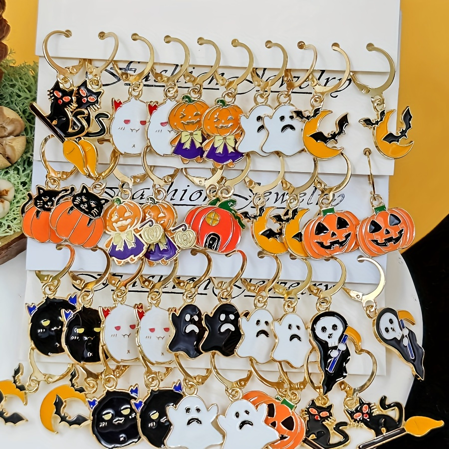 

40pcs Drop & Dangle Earring Set - Cartoon Alloy , Pumpkin, With Stainless Steel Ear Needle - Fashion Jewelry For Daily And Gift Occasions - No Mosaic, Non-feathered