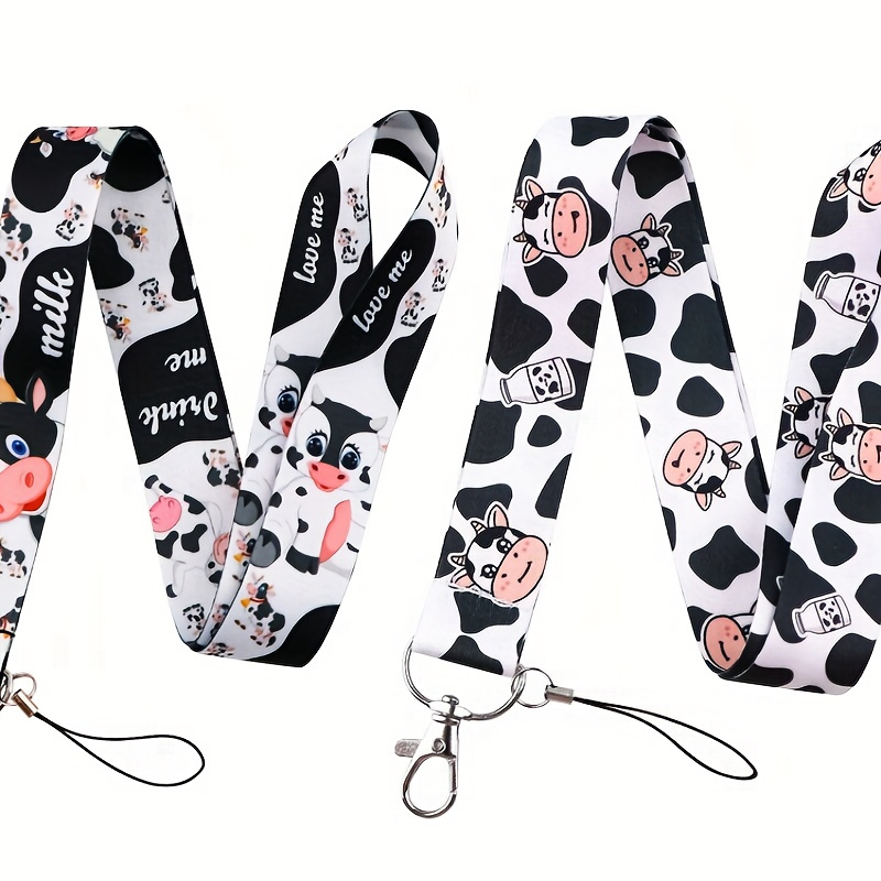 

Cute Milk Cow Neck Strap Lanyards For Keys Keychain Badge Holder Id Hang Rope Lariat Phone Charm Accessories Detachable 1 Pc