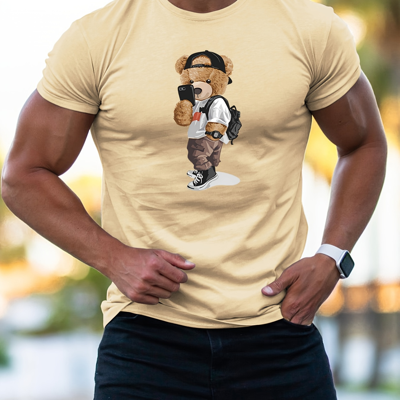 

Bear Summer Men's Fashion Graphic Short Sleeve T-shirt