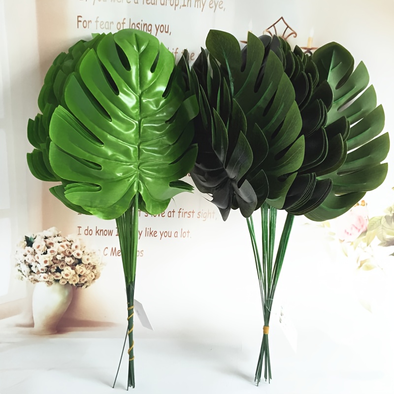 12pcs Artificial Monstera Branch Green Plant Home Decor for Wedding Decoration