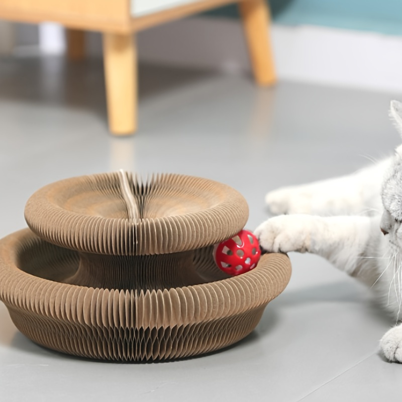 

Griffoir Magique pour Chat en d'Accordéon - Design Rond, Jouet en Carton pour Affûter des Chats