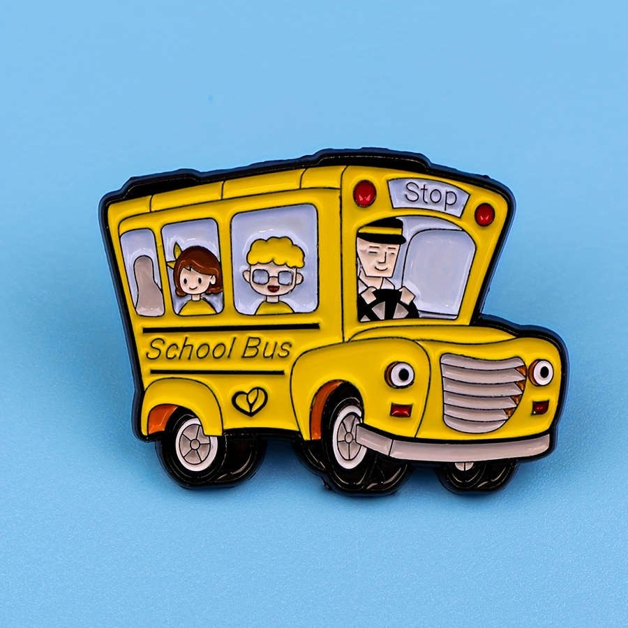 

Enamel School Bus Pin - Cartoon Zinc Alloy Lapel Brooch For Backpacks, Bags, And Clothing - Fashion Accessory Gift -