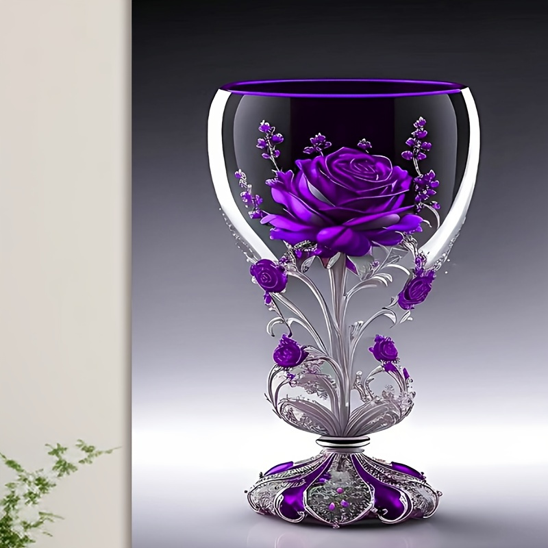 

Elegant Purple Rose In Glass - Floral Canvas Art, Decor, Ideal Gift For Flower Enthusiasts