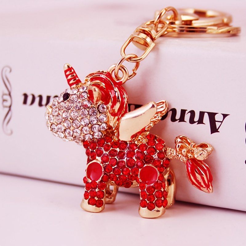 Keyring Faux Leather Horse Dog KeyChain Women Key Fob Bag Charm Handbag  Charm