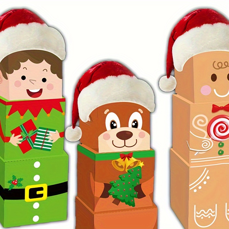 

Christmas Themed Gingerbread For Man And Pine Tree Stackable Box Decoration - 3 Styles