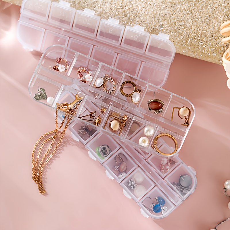 Checkered Jewelry Storage Box Earrings Ring Organizer