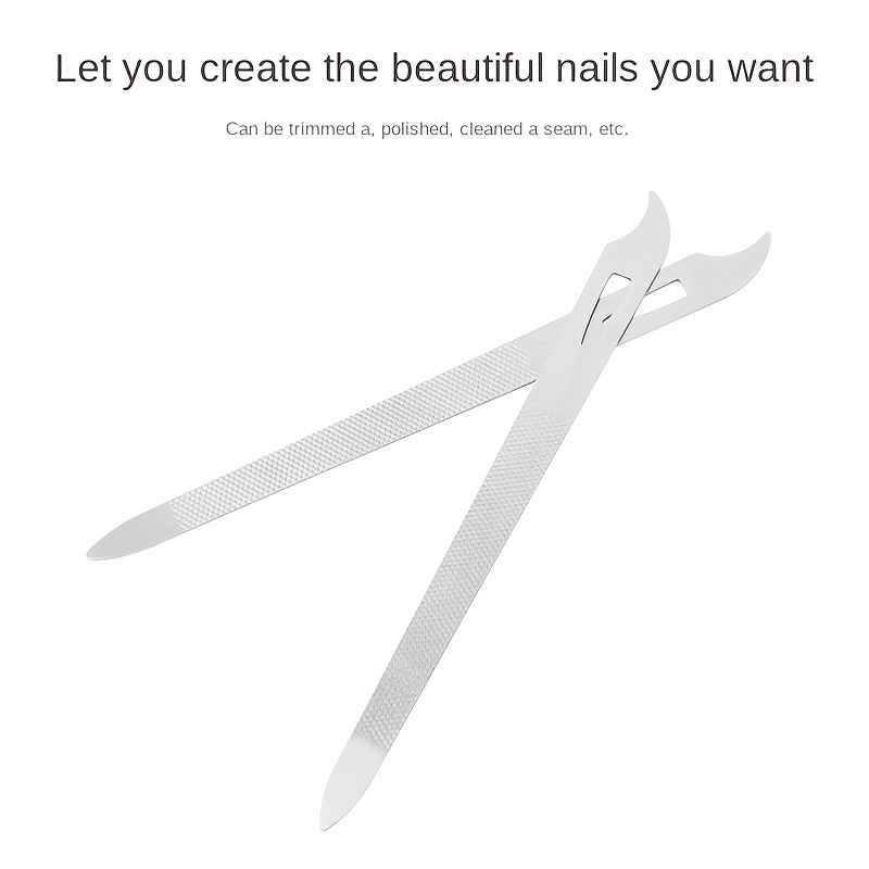 Stainless Steel Nail File Double Sided Buffer Manicure Nail Art Curved Tip