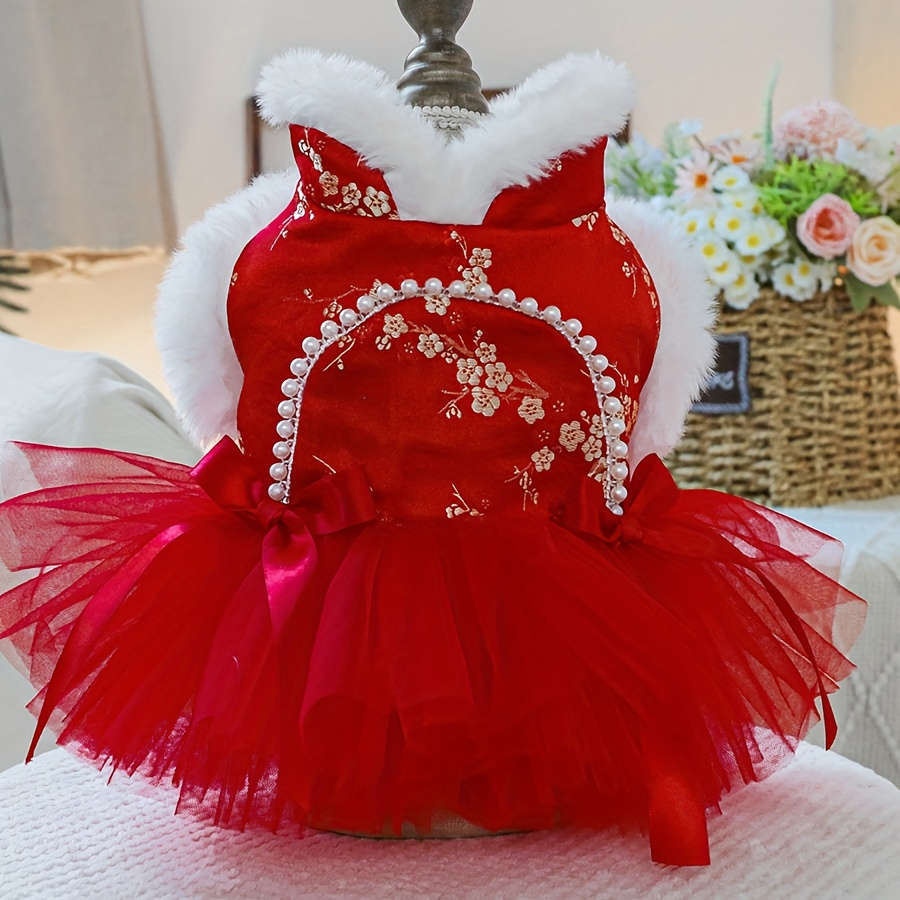 

Red Chinese New , Thickened Tulle - , Polyester , Pet Clothing For Small Breeds