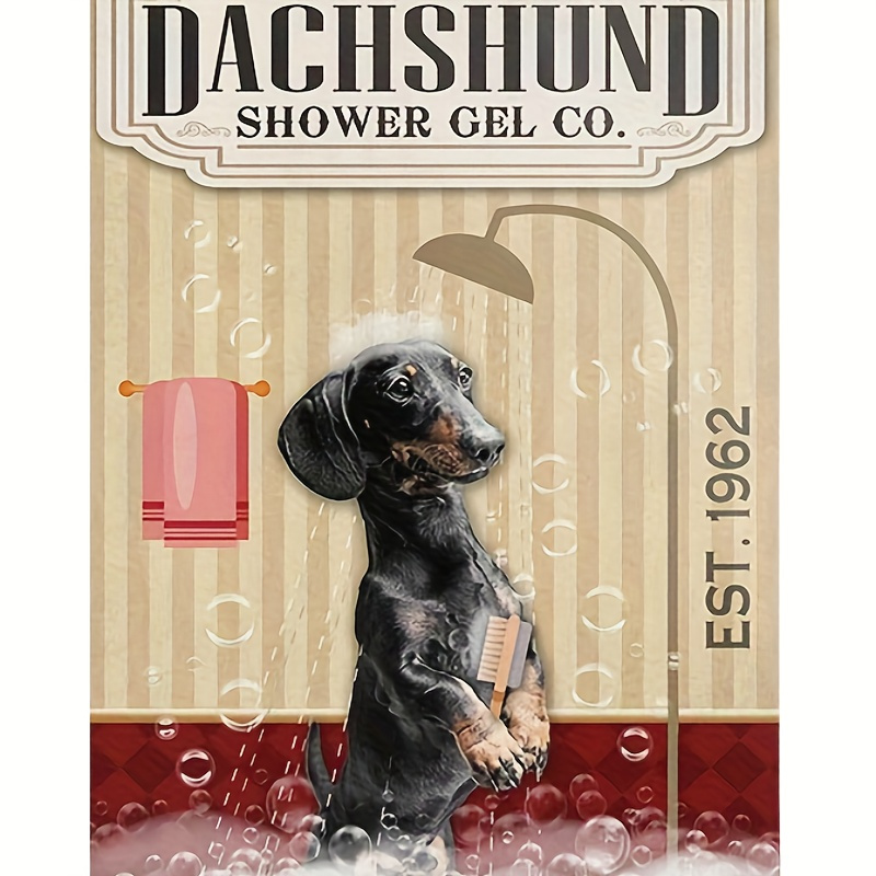 

1pc Vintage Dachshund Dog Shower For Restroom Bar Pub Club Cafe Home Restaurant Wall Decoration 7.9x11.9inch Aluminum