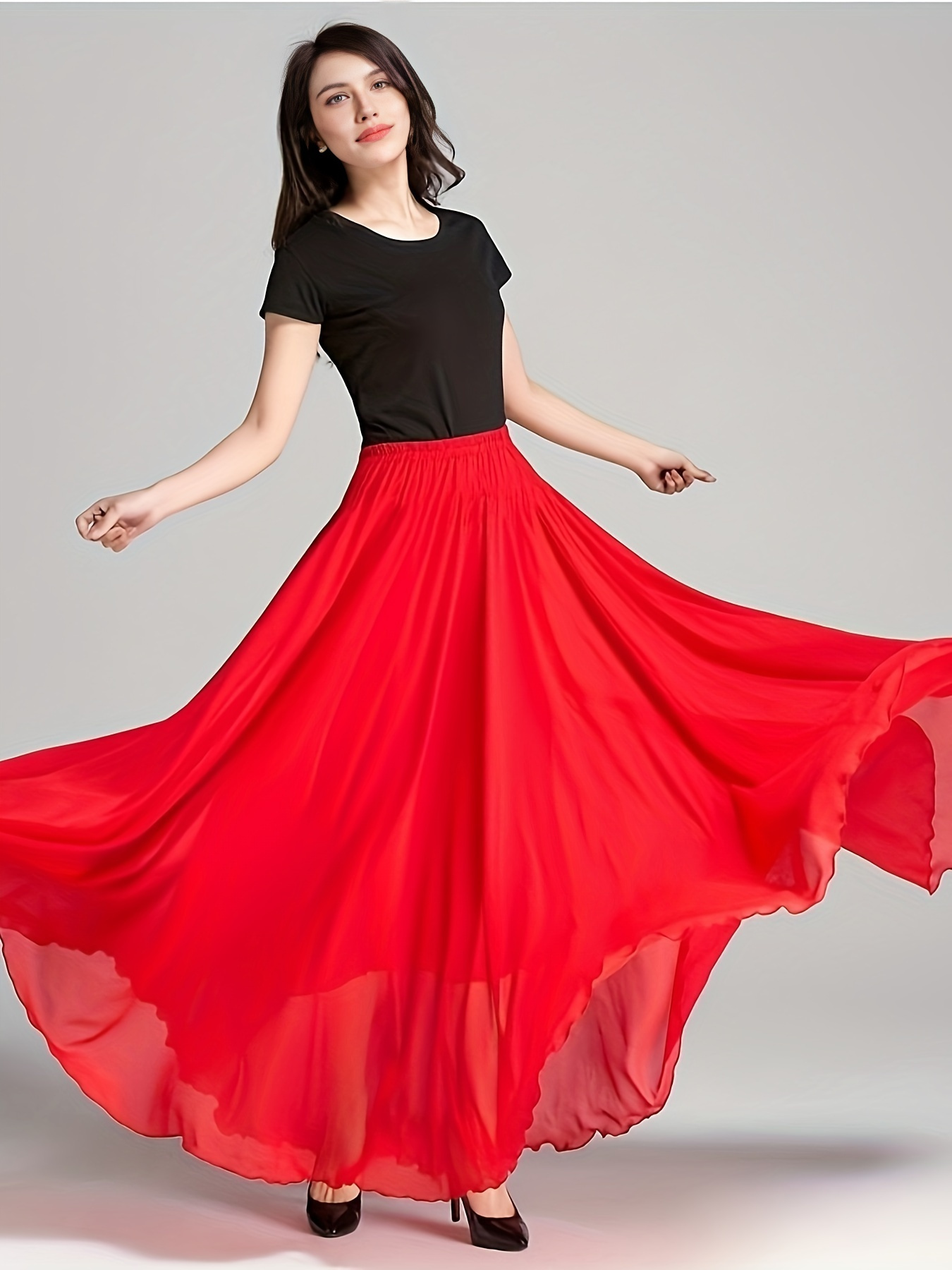 Long Ballet Skirt Maxi Skirt Women Chiffon Flowy Dancing - Temu