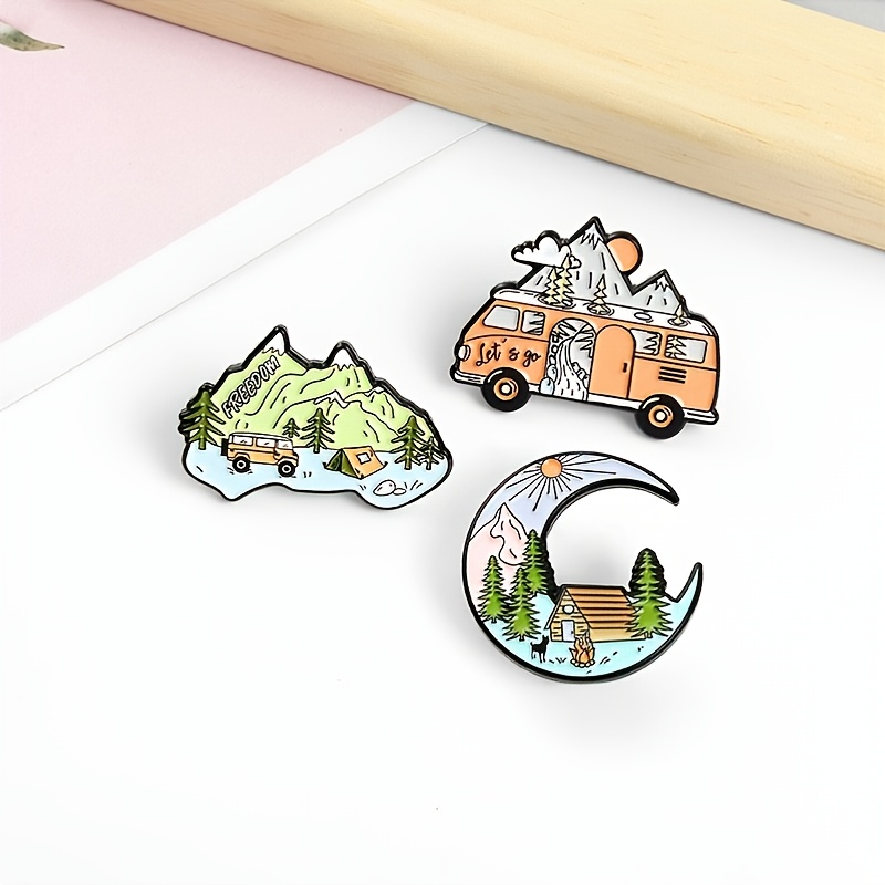Moon Mountain Bus Cartoon Brooch