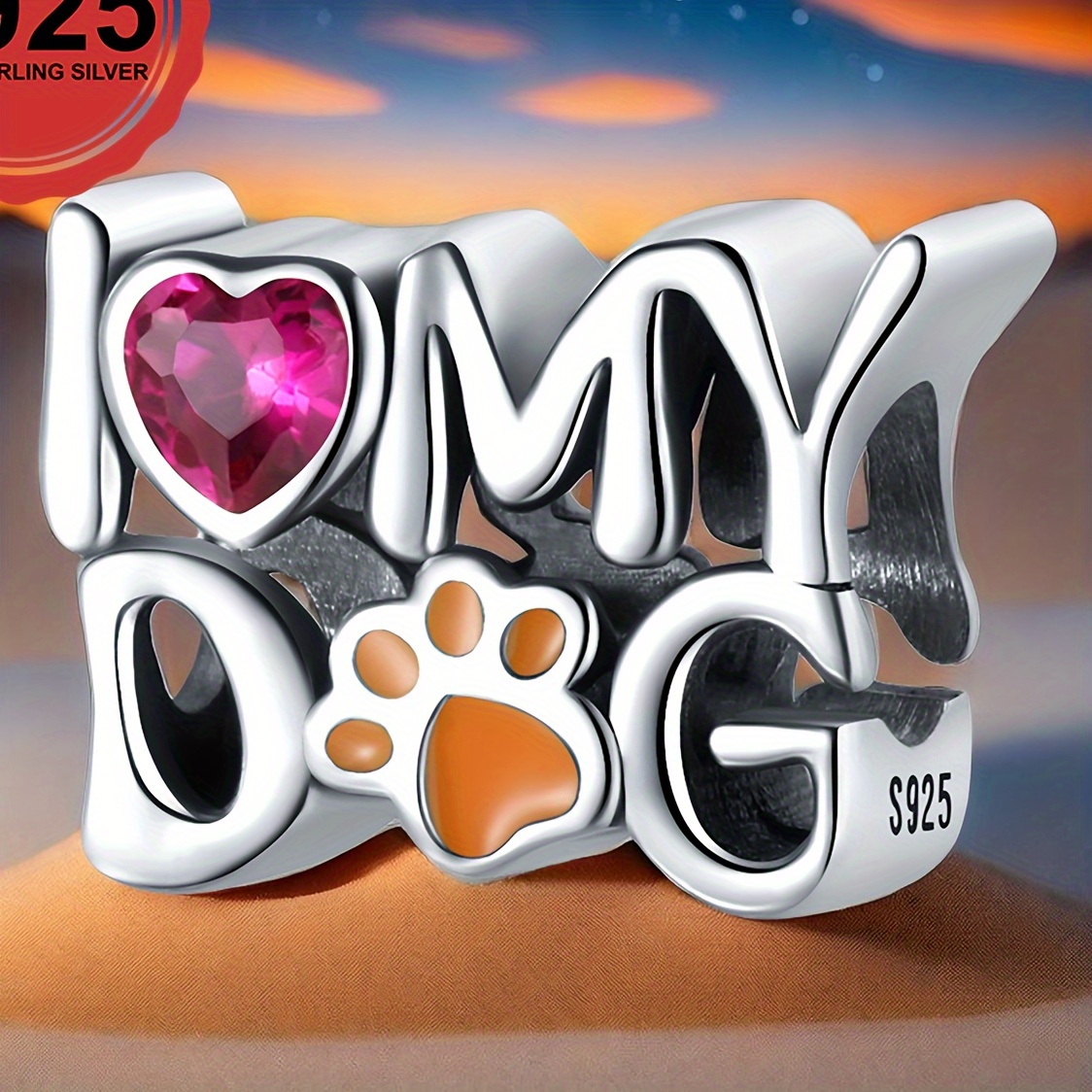

1pc 925 Sterling Silver " I Love My Little Dog" Bead Charms Simple Superior Pendant Fit Original Bracelet, For Making Jewelry, Diy Bracelet And Necklace