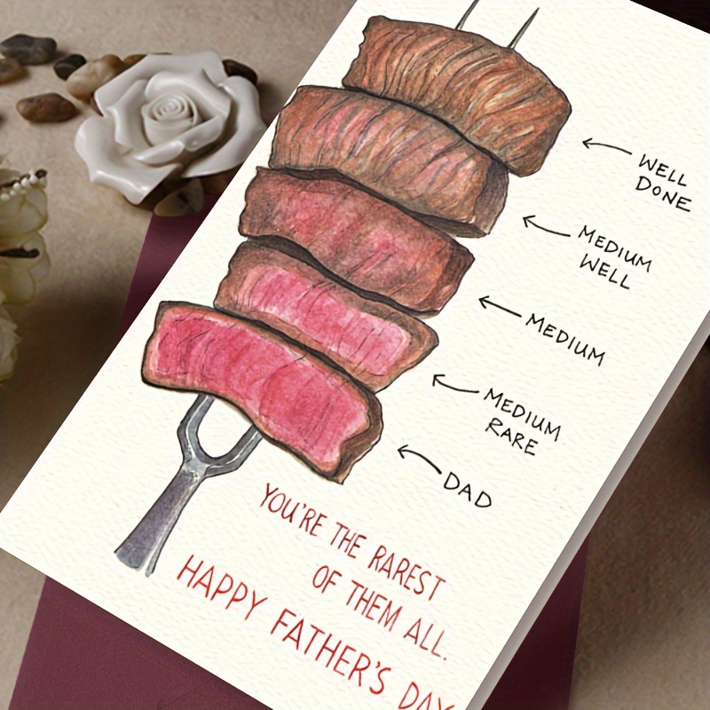 

Unique Father's Day Card With Grilled Steak Design - Perfect Gift For Dad, High-quality Greeting Card