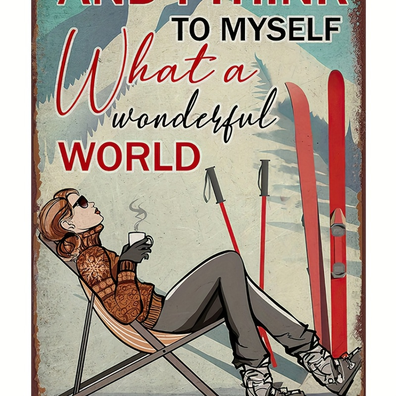 

Skiing Girl Vintage Metal Tin Sign - Inspirational Skiing Wall Art, Weather-resistant Metal Material, Pre-drilled Holes For Easy Hanging, Perfect Gift For Ski Enthusiasts And Nature Lovers