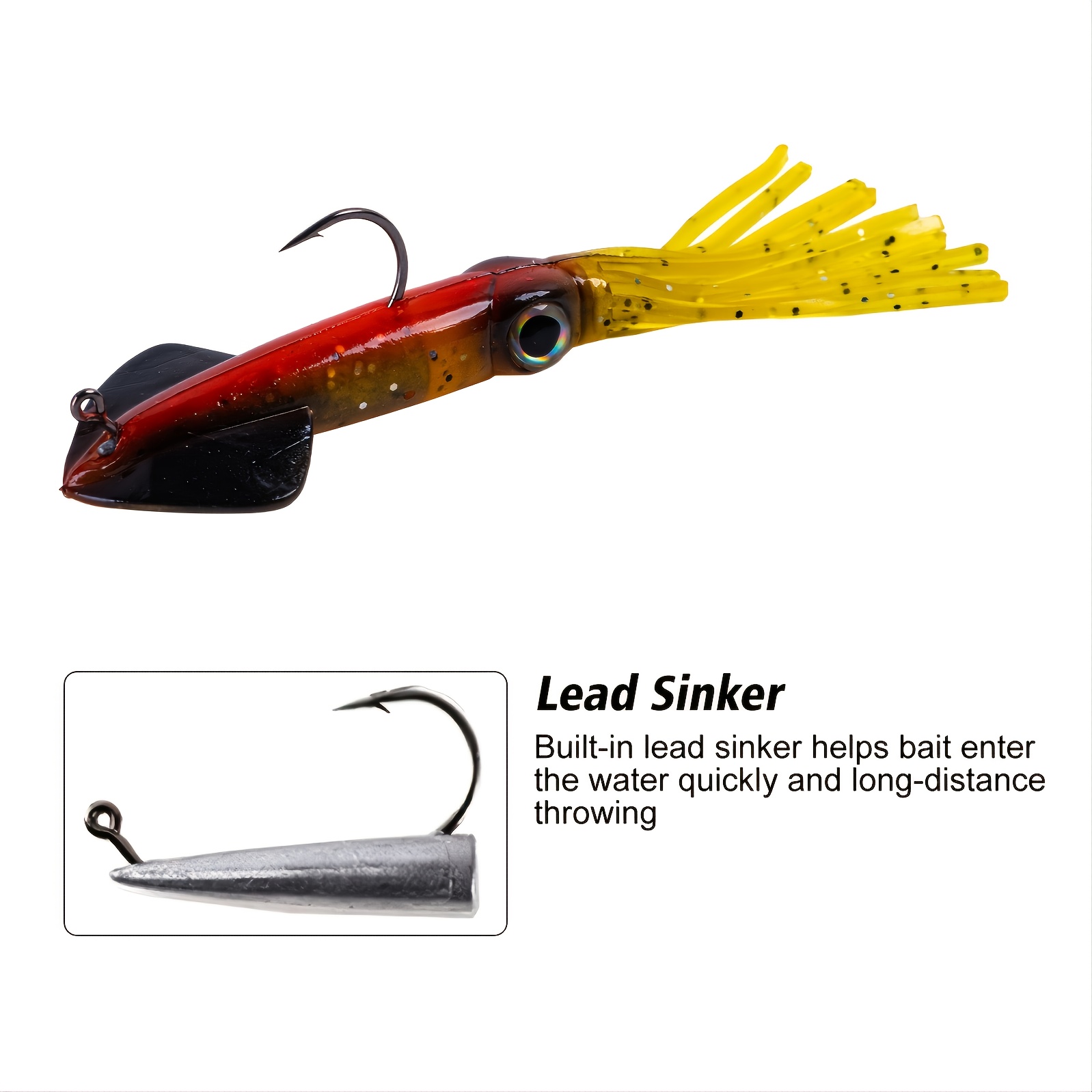 1pc Luminous Squid Lure Skirts Jig Fishing Octopus Bait With Hook