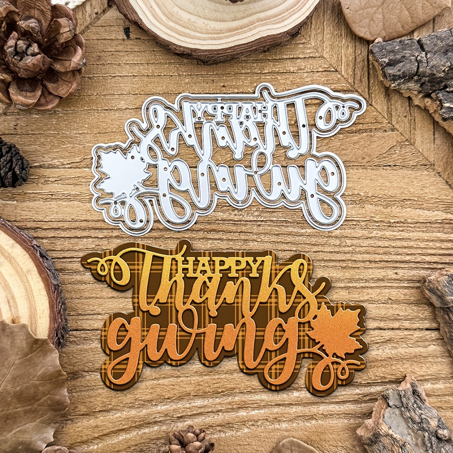 

Happy Thanksgiving Metal Cutting Dies Set For Diy Scrapbooking, Card Making & Home Decor - Autumn Layers Design