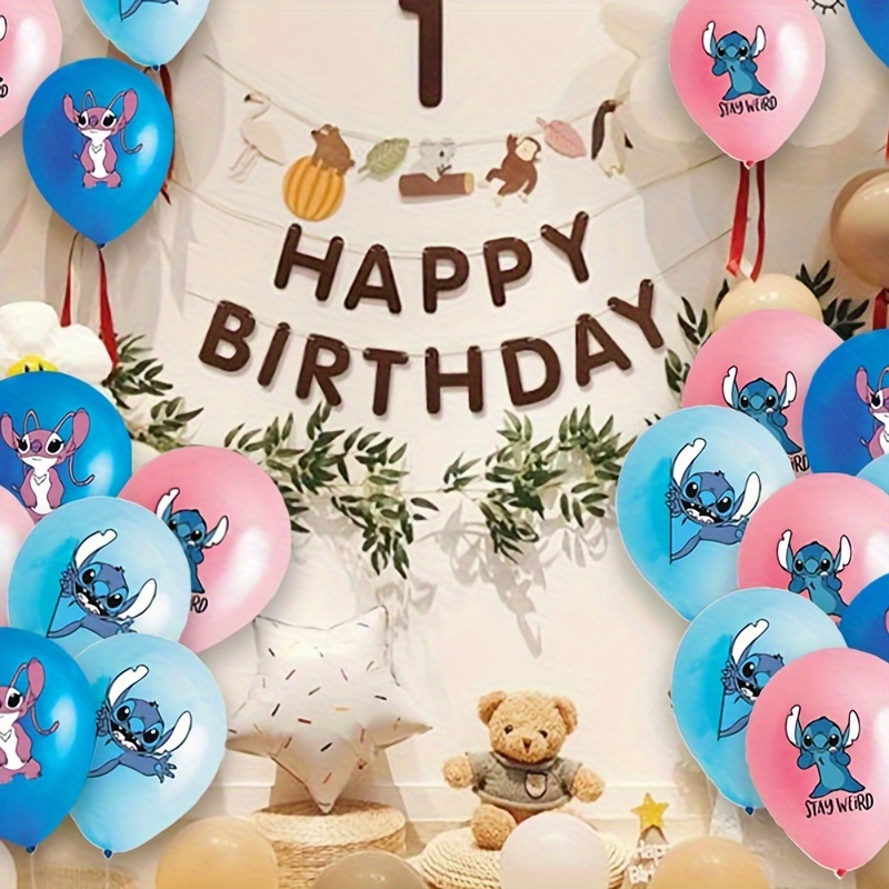 

18-piece Disney Stitch Balloons - Cute Cartoon Theme Party Decorations, Perfect For Birthdays & Christmas Celebrations