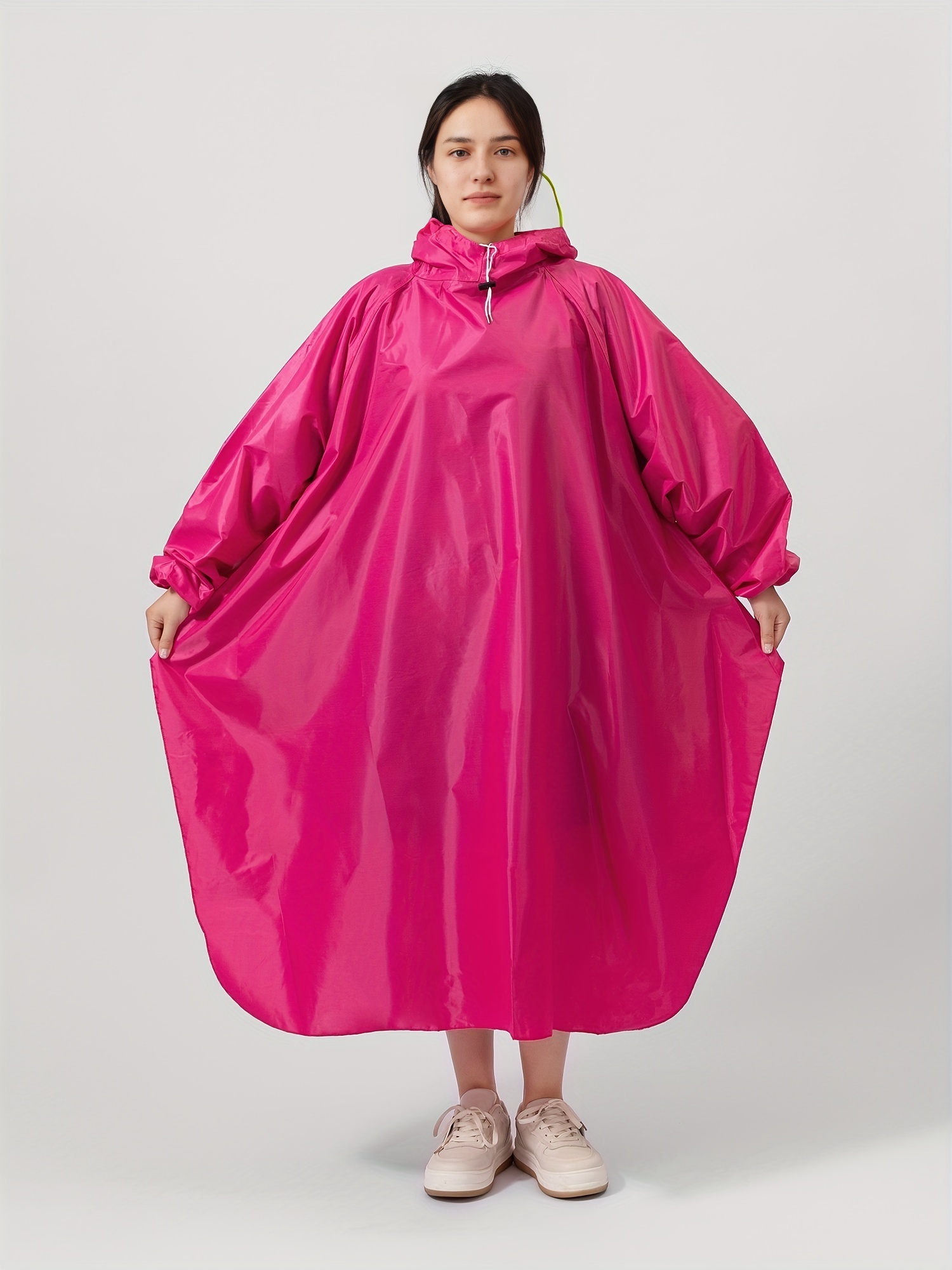 Chubasquero largo impermeable con capucha para mujer, poncho con para  senderismo y ciclismo (color A-09, tamaño: grande)