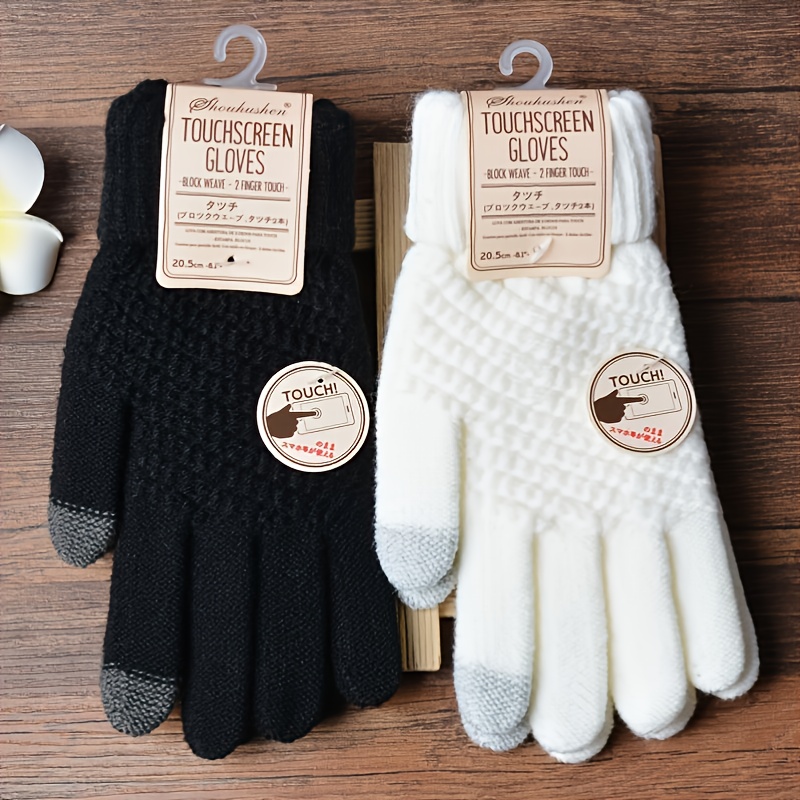 Winter Touch Screen Gloves Women Men Warm Stretch Knit - Temu Canada