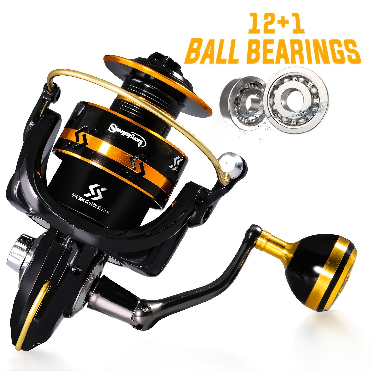Generic 12BB Ball Bearing Spinning Reels Saltwater Freshwater Left Right  Hand Black Model 5000