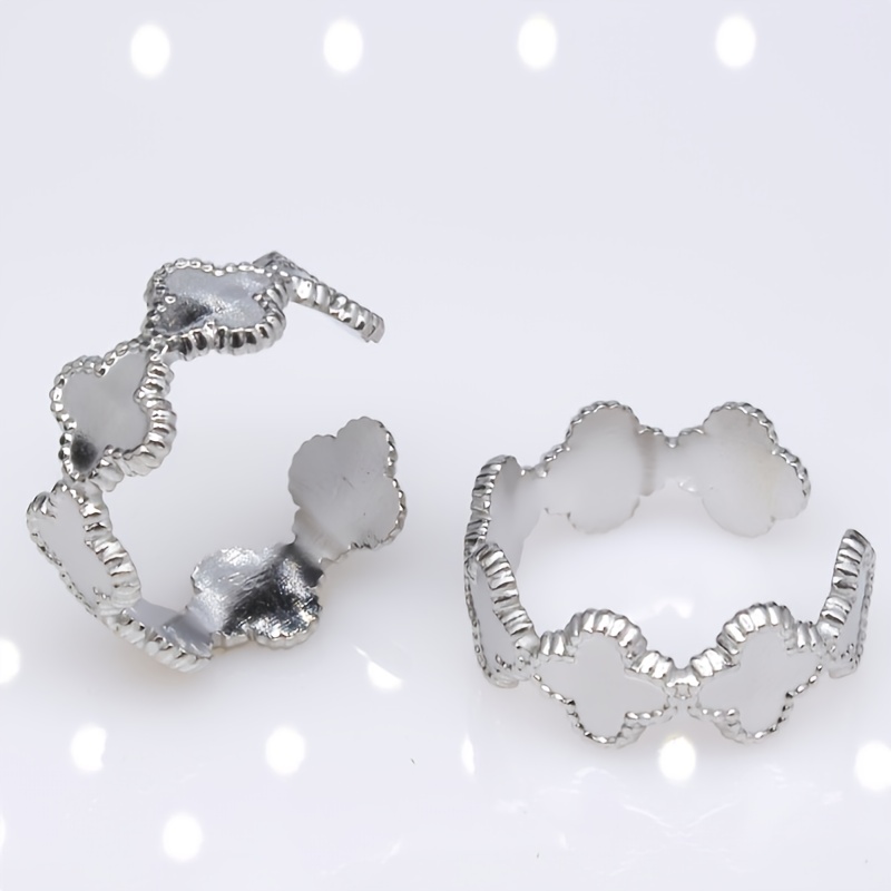 Vintage Four Leaf Clover Open Ring for Autumn/Winter