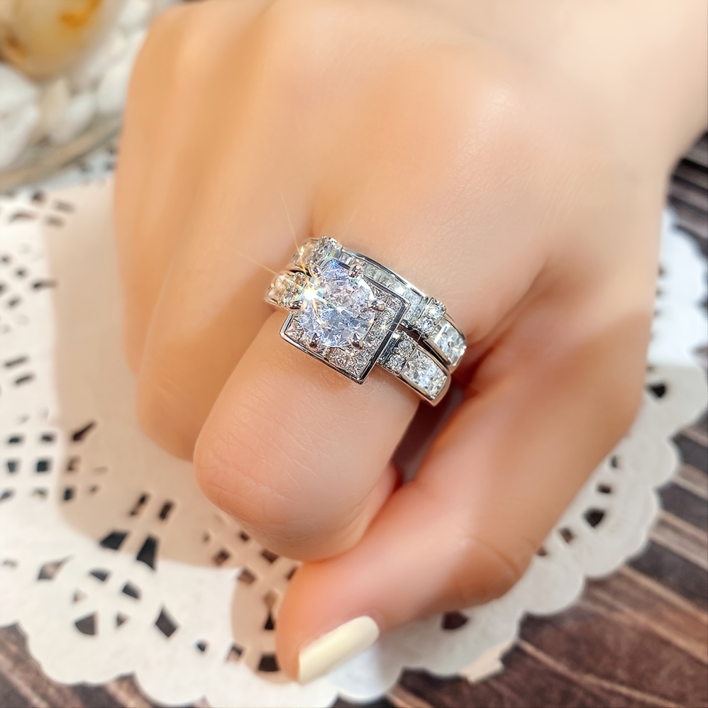 Women Rings Ring Engagement Band Elegant Diamond Ring Silver Bridal Zircon Wedding  Rings Jewelry Accessories Women Rings, A, 10 : : Clothing, Shoes &  Accessories
