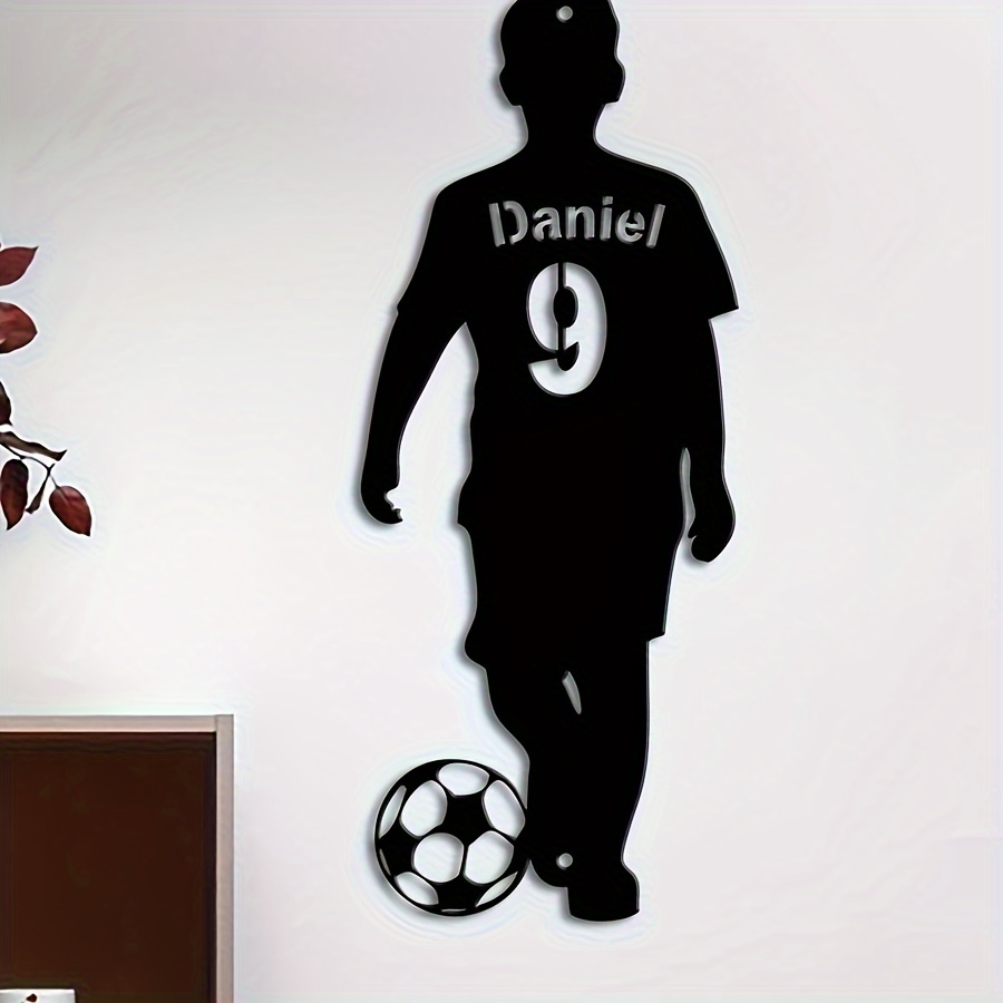 

Personalized Soccer Player Metal Sign - Custom Name Wall Decor For Home & Office, Football-themed Art Craft