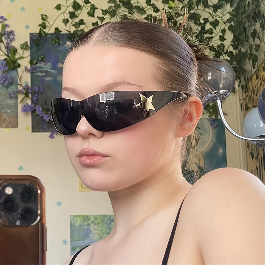 Fashion Y2k Sunglasses Women Goggles 2000s Wrap Around Sun Glasses