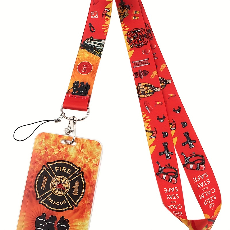 

1pc Firefighter Fireman Neck Strap Lanyard For Keys Keychain Badge Holder Id Credit Card Pass Card, Phone Charm Accessories, Detachable