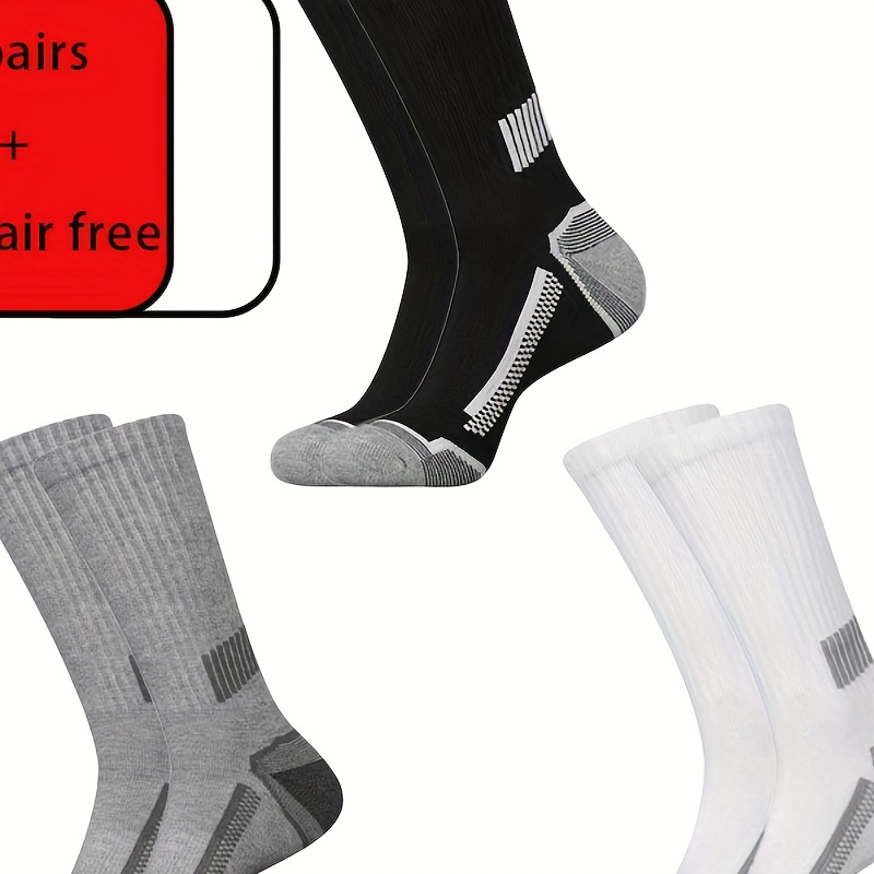 

3 Pairs Winter Ski Socks - Mid-calf Length, Warm Knit Fabric, Solid Color, Polyester 80%, Nylon 20%, Machine Washable, Essential Cold Weather Accessory