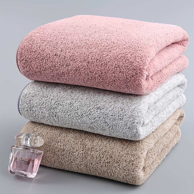 1pc, Bamboo Carbon Solid Color Home Day Shower Towel Adult Coral Fleece