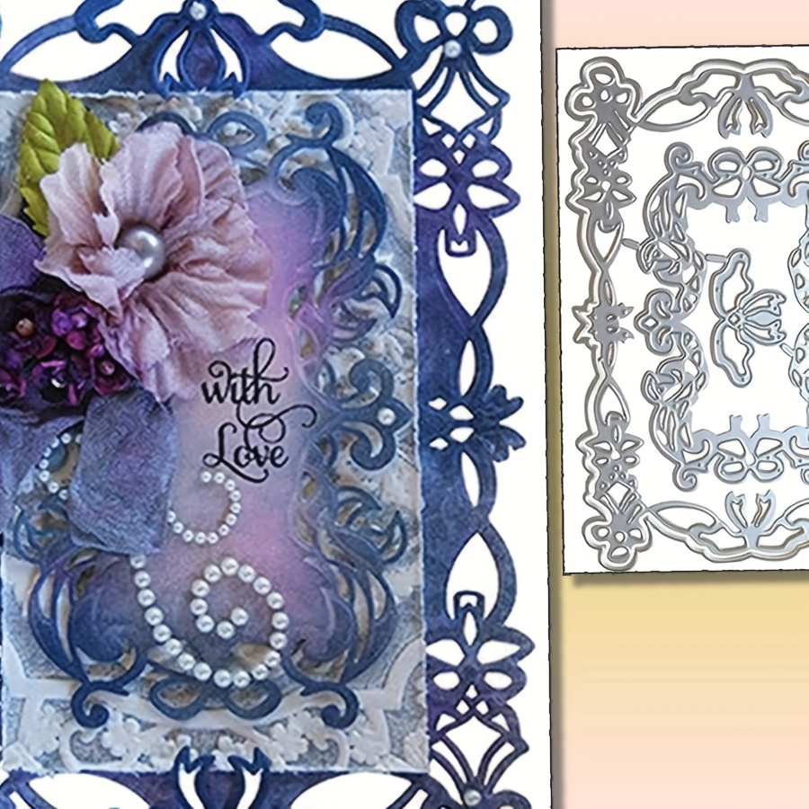 

1pc Metal Die Cut, 2024 Lace Background Frame Metal Cutting Die For Paper Card Making Scrapbooking Diy Cards Photo Album Craft Decorations