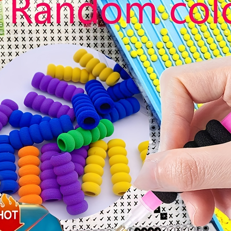 1pc Random Color Soft Foam Diamond Painting Holder Hold Pen Correction  Pencil Grips Diamond Painting Grippers Pencil Cushion (Colors Random)  (Color Se