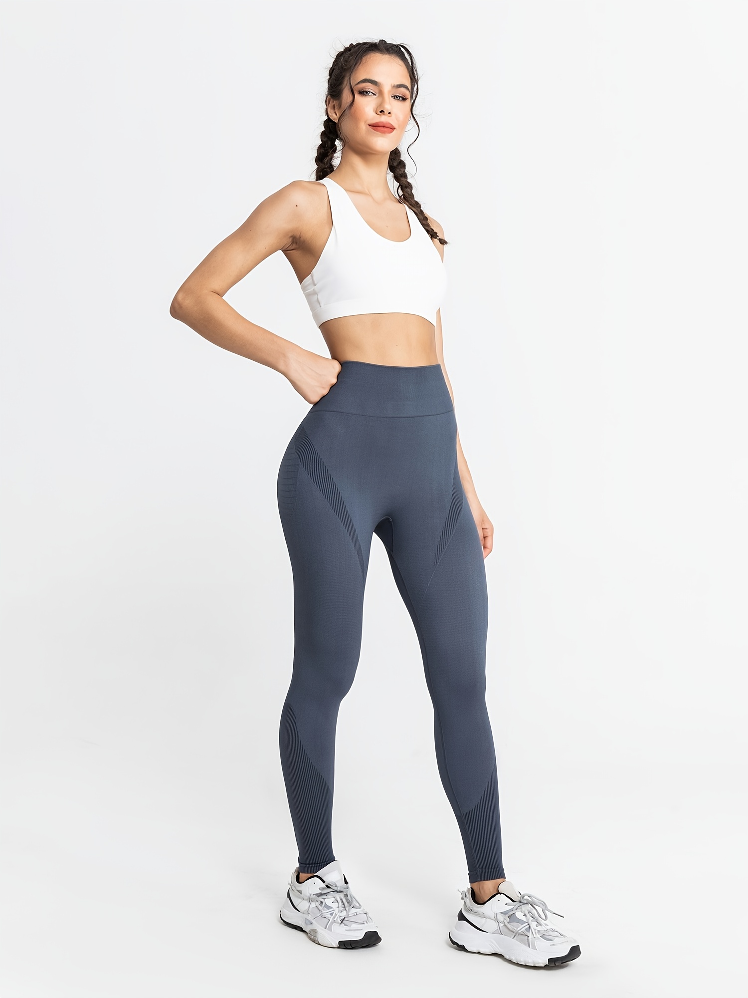 High Waist Solid Color Tight Yoga Pants Seamless Sports - Temu Canada
