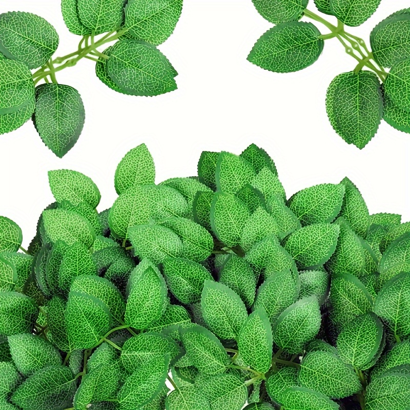 

120pcs Fabric Rose Leaves, Artificial Greenery For Wedding & Engagement Decor, Bulk Faux Plants For Diy Bouquets & Home Decoration, St Patrick's Day Easter Crafting Supplies