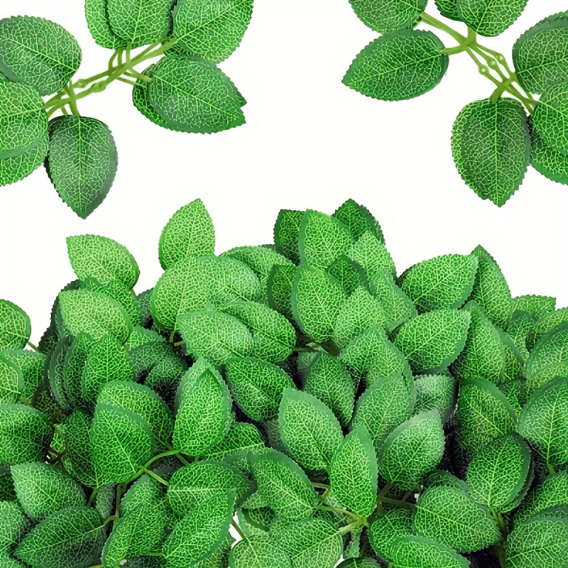 TEMU 120pcs Realistic Artificial Green Leaves, Bulk Faux Greenery Plant For Diy Wedding Bouquets And Home Decor, Spring Summer St Patrick's Day Easter Decor