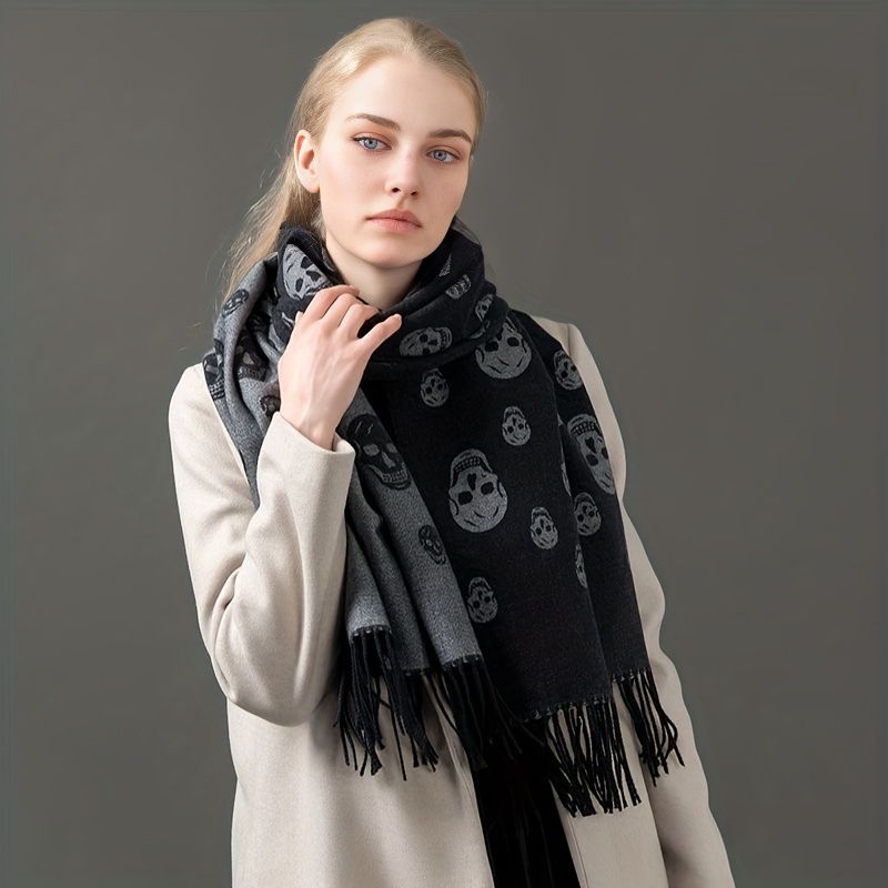 skull-print wool scarf