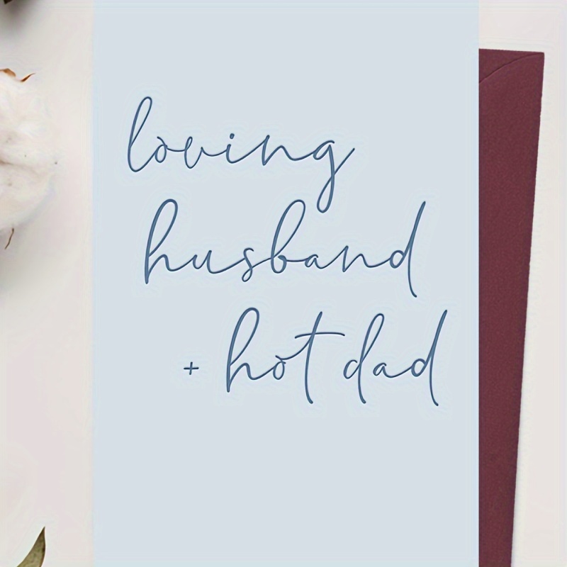 

Charming Father's Day Card - 'loving Husband & Hot Dad' Handwritten Message On Blue Background, Perfect For Your Own Dad