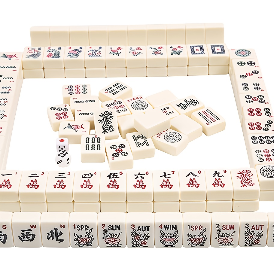 Classic Chinese Mahjong Game Set - White - with 144 Small Size