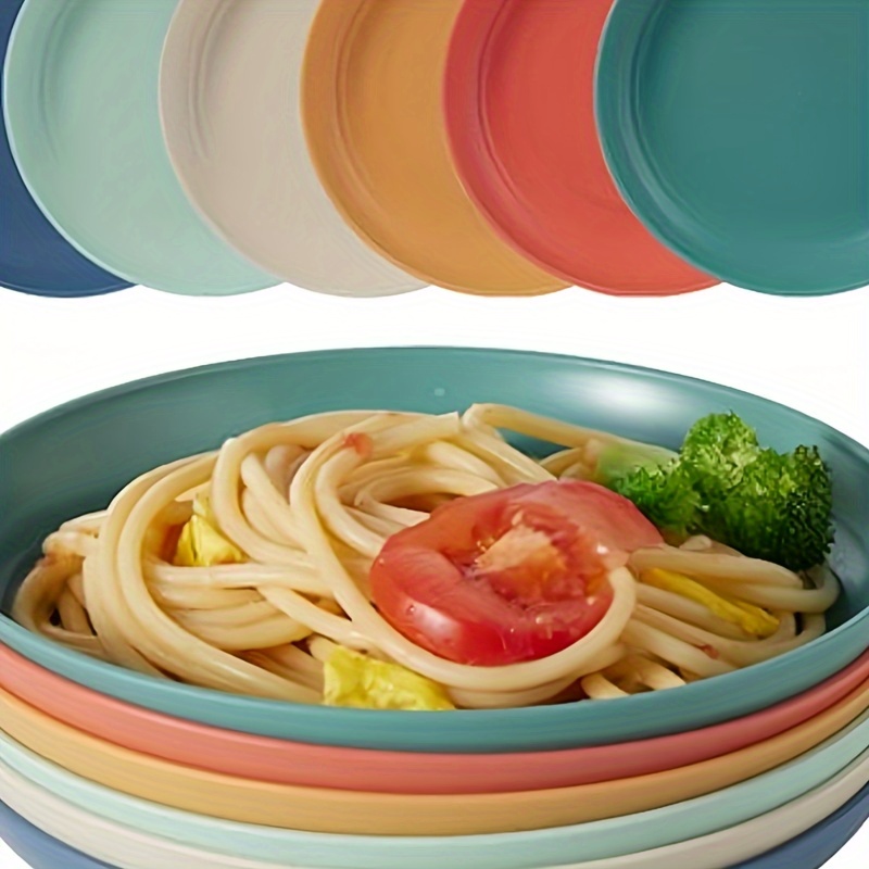 

Plastic Dinner Plates Set Of 6 - Unbreakable And Lightweight 7.8" - Dishwasher & Microwave Safe - Bpa-free, Stain & Water-resistant - Pasta, Desserts, Fruits - Ideal For Home, , Camping