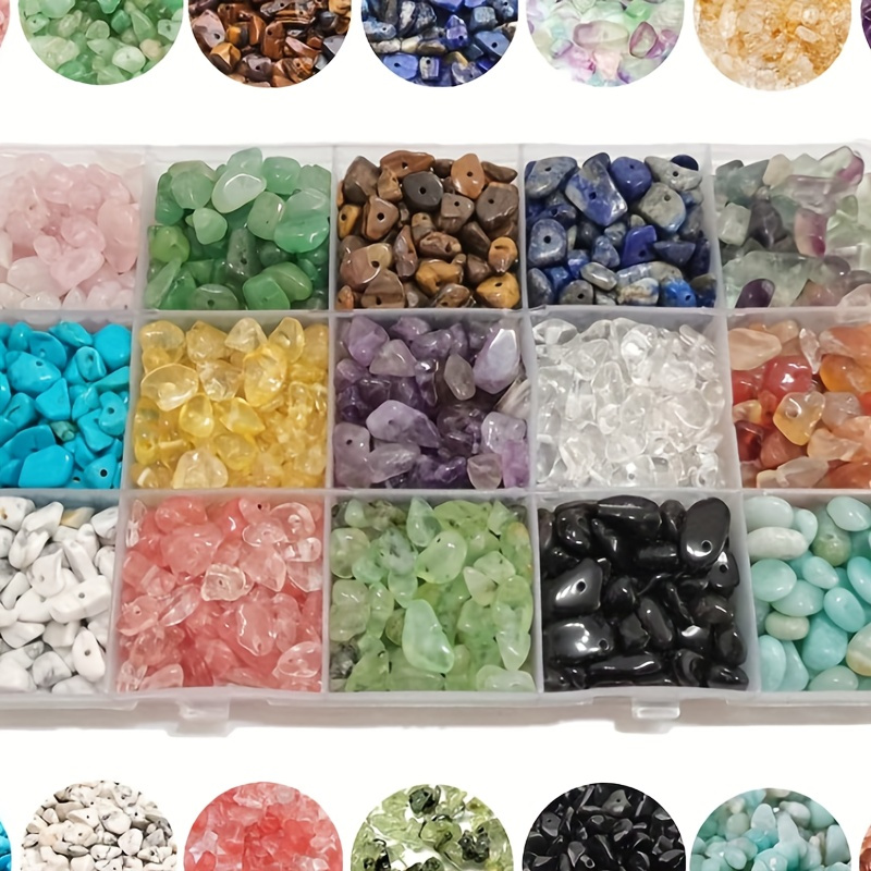 

450-piece Natural Crystal Beads Set - Irregular Loose Gemstones For Diy Jewelry Making, Bracelets & Necklaces Craft Kit