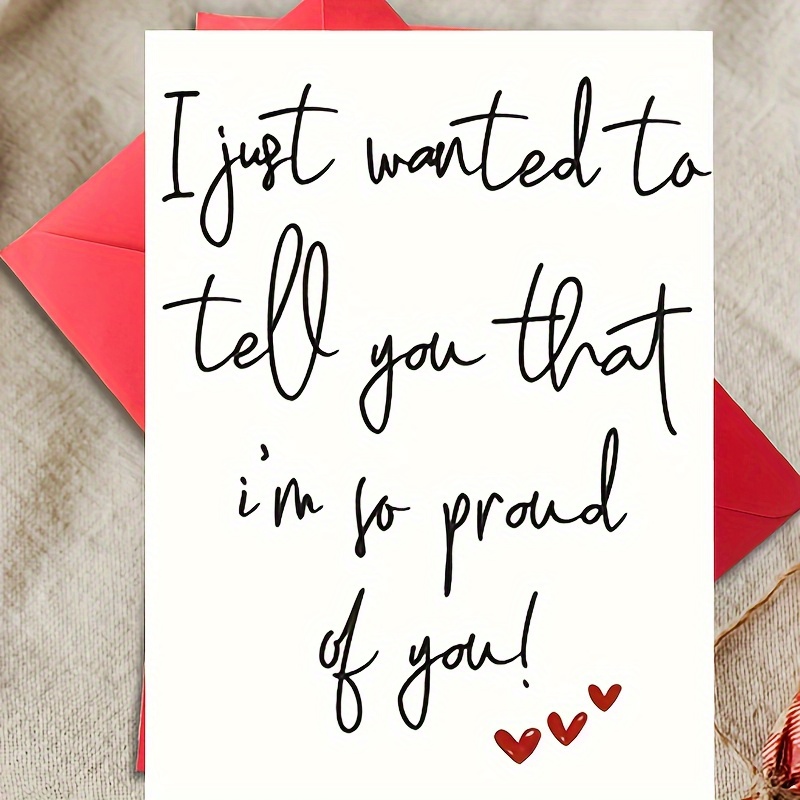 

Proud Of You Birthday Greeting Card, 1pc, Blank Inside, Suitable For Anyone - Heartfelt Note Card With Envelope For Friends And Family