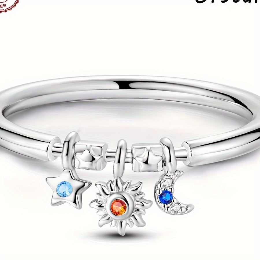 

925 Sterling Silver Rings For Women, Size 6-9 Sun Stars Moon Promise Ring For Men Mother Wife Couple Lovers Girl Teen Single Toe Thumb Wedding Engagement Cute Jewerly Gifts