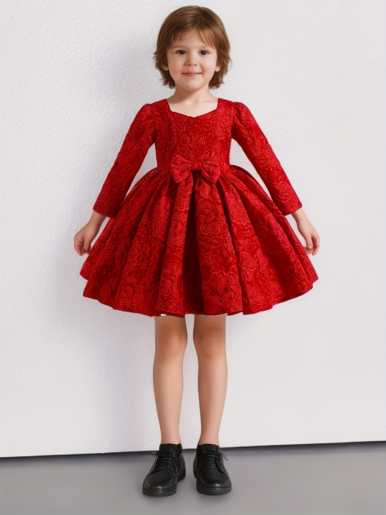 YWDJ Birthday Dress for Girls Girls Formal Dress Floral Flower Birthday  Vintage Short Sleeve Toddler Girls Solid Color Retro 3D Birthday Party Gown  Kids for Wedding Prom Birthday Party Tea Party 