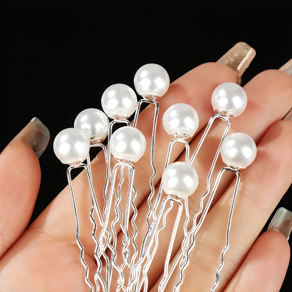 20pcs Bridal U-shaped Pin Metal Barrette Clip Hairpins Rhinestone