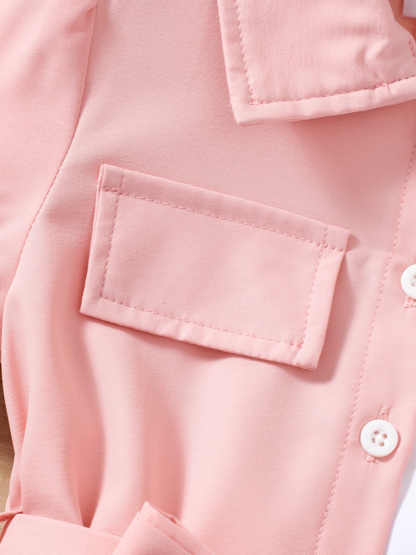 Toddler Girl Lapel Collar Button Design Belted Hot Pink Dress